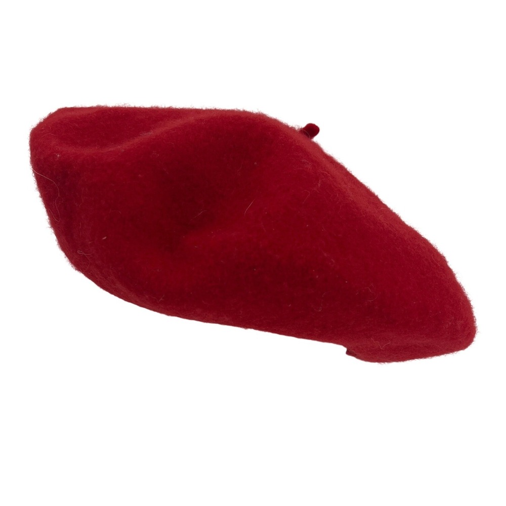Red Wool Felt Beret Parisian French Style Artist Hat Solid Red One‎ Size